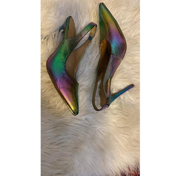 MATERIAL GIRL Darcie Slip-On Sandals with Iridescent Elastic Padding and Purple - Picture 2 of 9